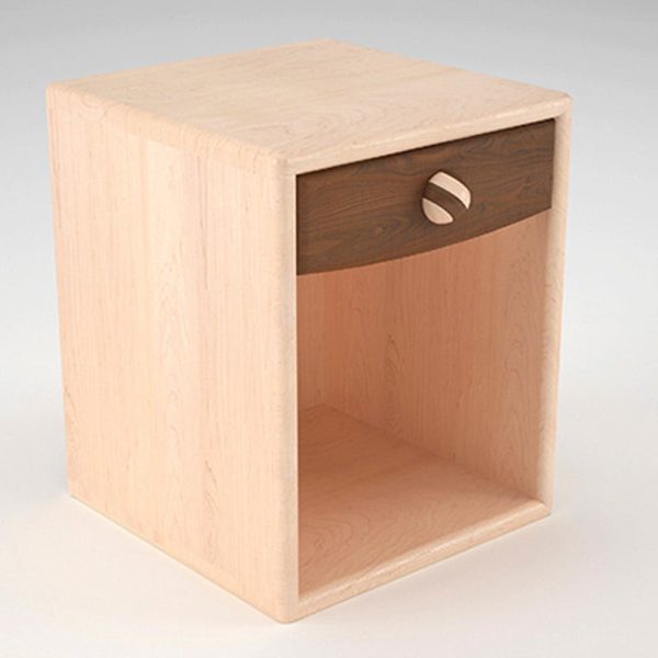 Contemporary Simplicity Square Cube Solid Wood Hardware Nightstand 1 - Drawer For Bedroom - Image 10