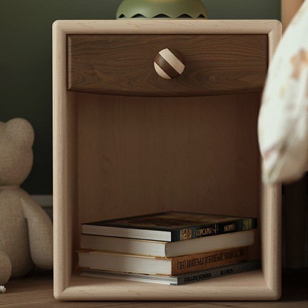 Contemporary Simplicity Square Cube Solid Wood Hardware Nightstand 1 - Drawer For Bedroom - Image 9