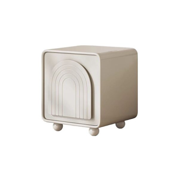 Contemporary Nordic Cream Square Cube Ecological Board Hardware ABS Nightstand 2 - Cabinet For Bedroom - Image 9