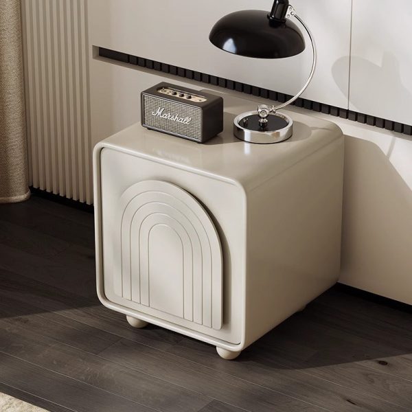 Contemporary Nordic Cream Square Cube Ecological Board Hardware ABS Nightstand 2 - Cabinet For Bedroom - Image 7