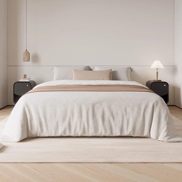 Modern Minimalist Square Solid Wood Multilayer Board Stainless Steel Nightstand 1 - Drawer For Bedroom - Image 3