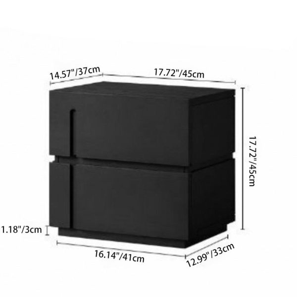 Modern Minimalist Square Cube Solid Wood Hardware Nightstand 2 - Drawer For Bedroom - Image 4
