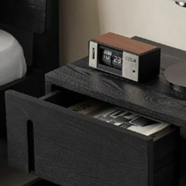 Modern Minimalist Square Cube Solid Wood Hardware Nightstand 2 - Drawer For Bedroom - Image 5