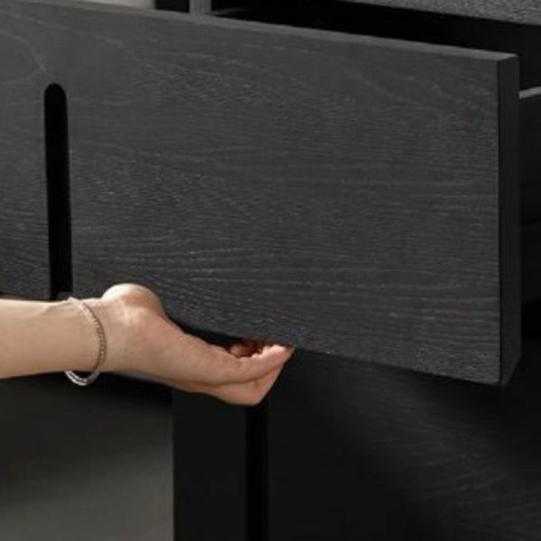 Modern Minimalist Square Cube Solid Wood Hardware Nightstand 2 - Drawer For Bedroom - Image 7