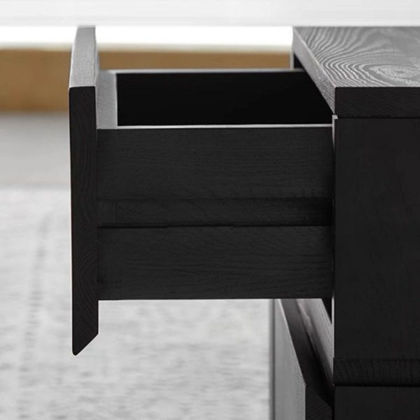 Modern Minimalist Square Cube Solid Wood Hardware Nightstand 2 - Drawer For Bedroom - Image 8
