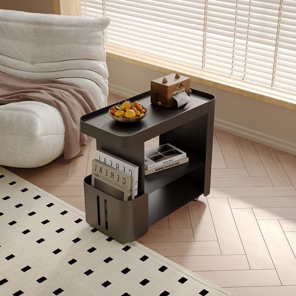 Contemporary Nordic Rectangle Full Iron Storage Cabinets Side Table 3 - Tier For Living Room - Image 2