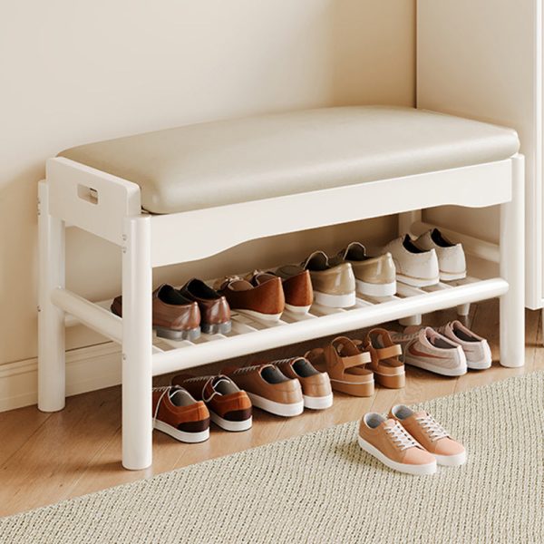 Contemporary Simplicity Rectangle Leather Solid Wood Backless Armless Footstool 2 - Tier For Entryways - Image 11