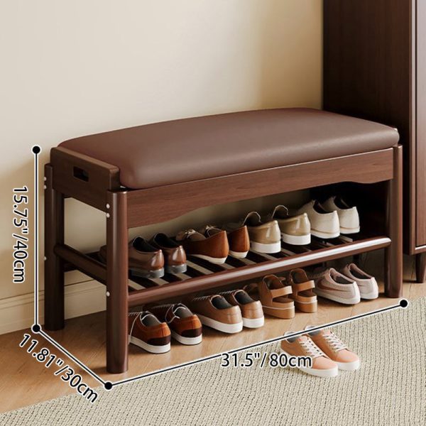 Contemporary Simplicity Rectangle Leather Solid Wood Backless Armless Footstool 2 - Tier For Entryways - Image 6