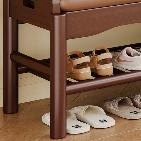 Contemporary Simplicity Rectangle Leather Solid Wood Backless Armless Footstool 2 - Tier For Entryways - Image 7