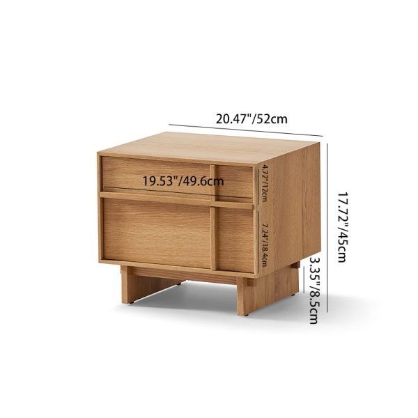Modern Minimalist Square Cube Solid Wood Pine Nightstand 2 - Drawer For Bedroom - Image 4