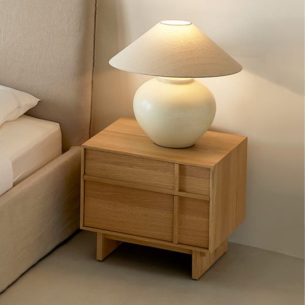 Modern Minimalist Square Cube Solid Wood Pine Nightstand 2 - Drawer For Bedroom - Image 8