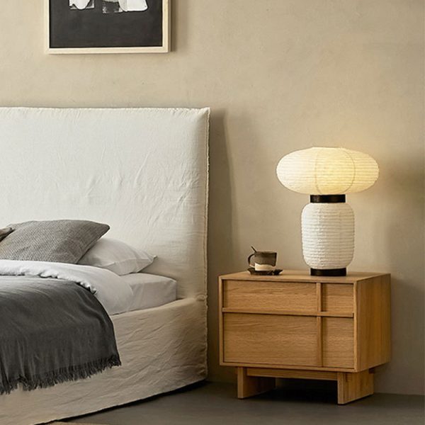 Modern Minimalist Square Cube Solid Wood Pine Nightstand 2 - Drawer For Bedroom - Image 2