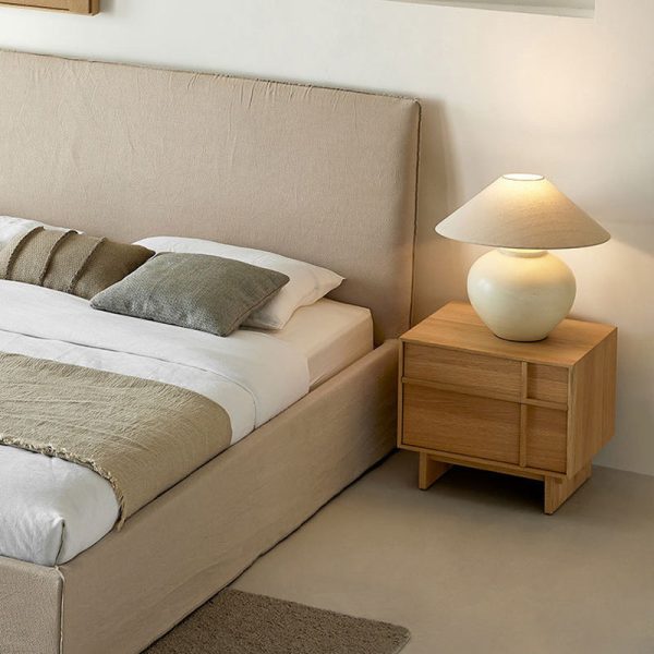Modern Minimalist Square Cube Solid Wood Pine Nightstand 2 - Drawer For Bedroom - Image 9