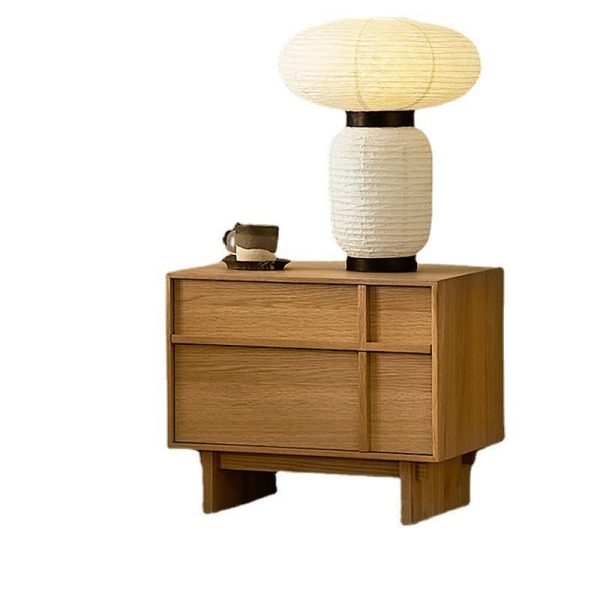 Modern Minimalist Square Cube Solid Wood Pine Nightstand 2 - Drawer For Bedroom - Image 15