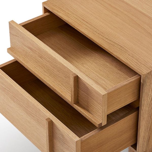 Modern Minimalist Square Cube Solid Wood Pine Nightstand 2 - Drawer For Bedroom - Image 5