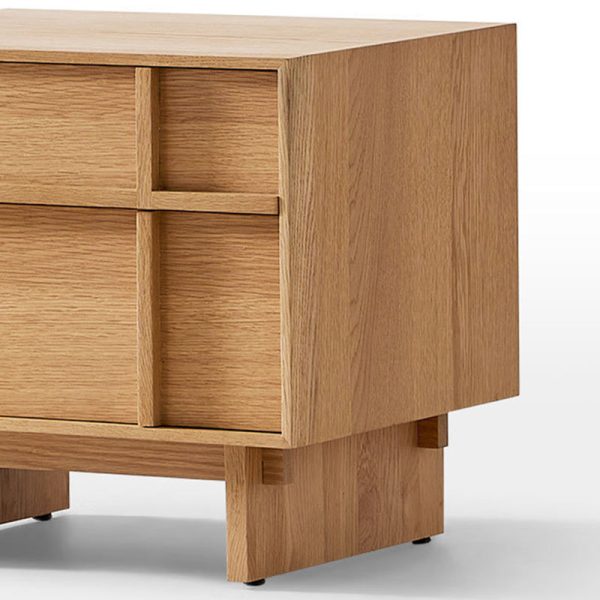 Modern Minimalist Square Cube Solid Wood Pine Nightstand 2 - Drawer For Bedroom - Image 6