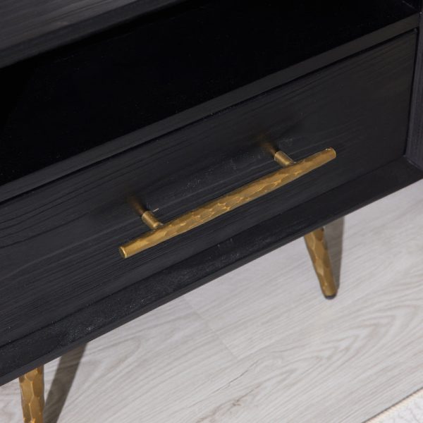 Modern Minimalist Square Cube Fir Ash Iron Nightstand 1 - Drawer For Bedroom - Image 6
