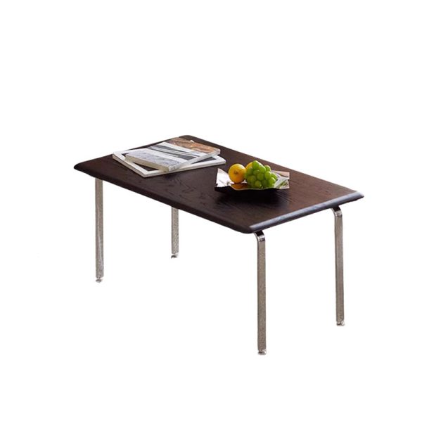 Modern Minimalist Rectangle Solid Wood Board Stainless Steel Coffee Table 1 - Tier For Living Room - Image 8