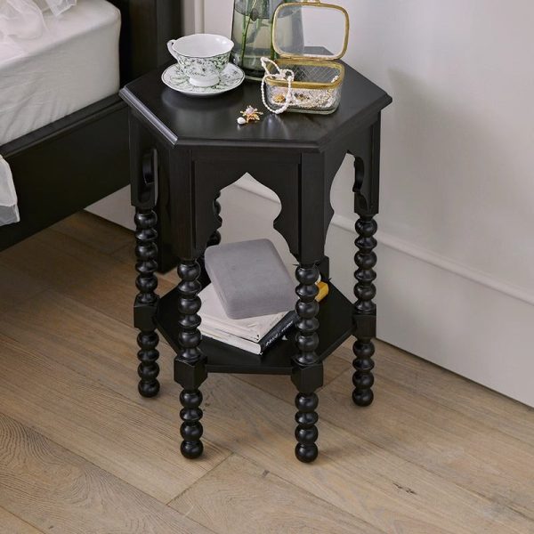 Traditional French Hexagon Solid Wood Side Table 2 - Tier For Living Room - Image 9