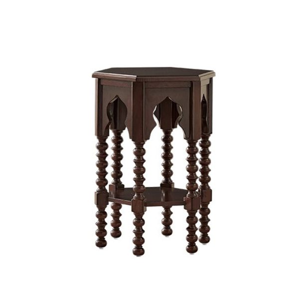 Traditional French Hexagon Solid Wood Side Table 2 - Tier For Living Room - Image 18