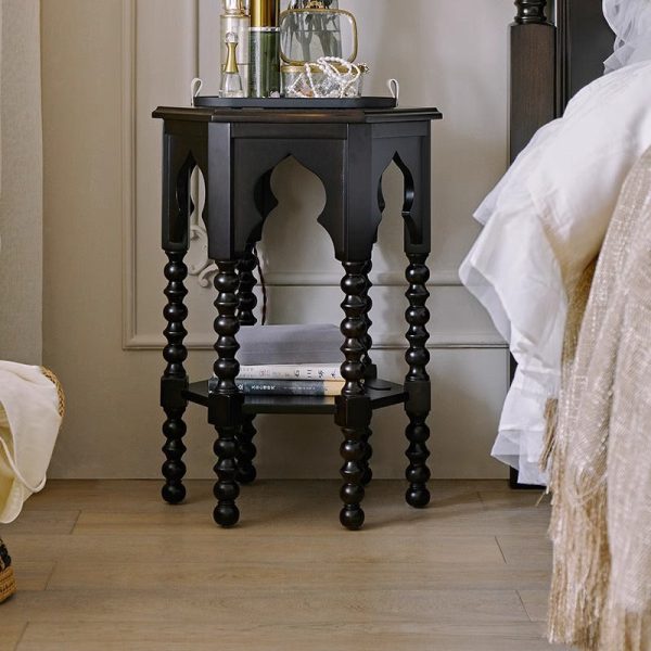 Traditional French Hexagon Solid Wood Side Table 2 - Tier For Living Room - Image 14