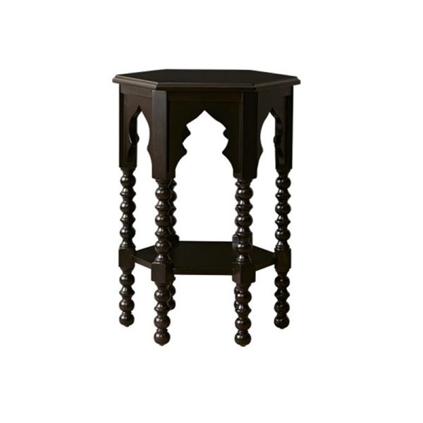 Traditional French Hexagon Solid Wood Side Table 2 - Tier For Living Room - Image 16