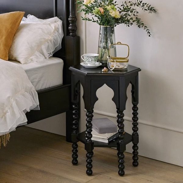 Traditional French Hexagon Solid Wood Side Table 2 - Tier For Living Room - Image 3