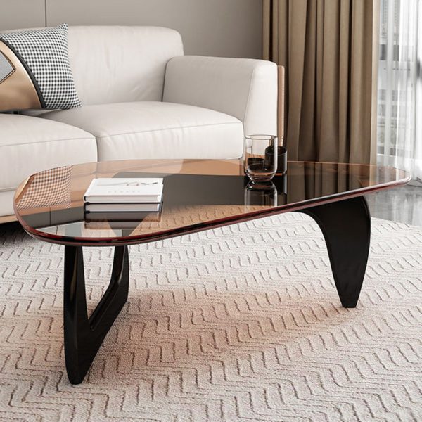Modern Simplicity Triangle Solid Wood Glass Coffee Table 1 - Tier For Living Room - Image 8