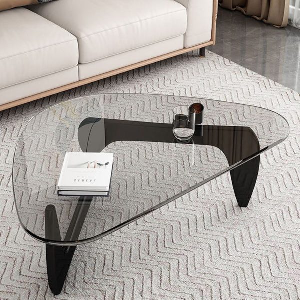 Modern Simplicity Triangle Solid Wood Glass Coffee Table 1 - Tier For Living Room - Image 3