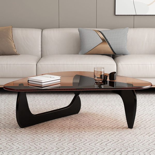Modern Simplicity Triangle Solid Wood Glass Coffee Table 1 - Tier For Living Room - Image 10