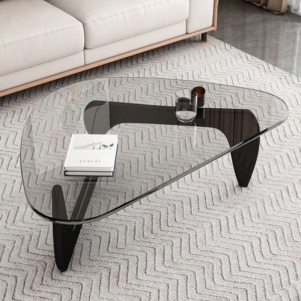 Modern Simplicity Triangle Solid Wood Glass Coffee Table 1 - Tier For Living Room - Image 13