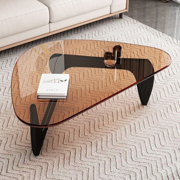 Modern Simplicity Triangle Solid Wood Glass Coffee Table 1 - Tier For Living Room