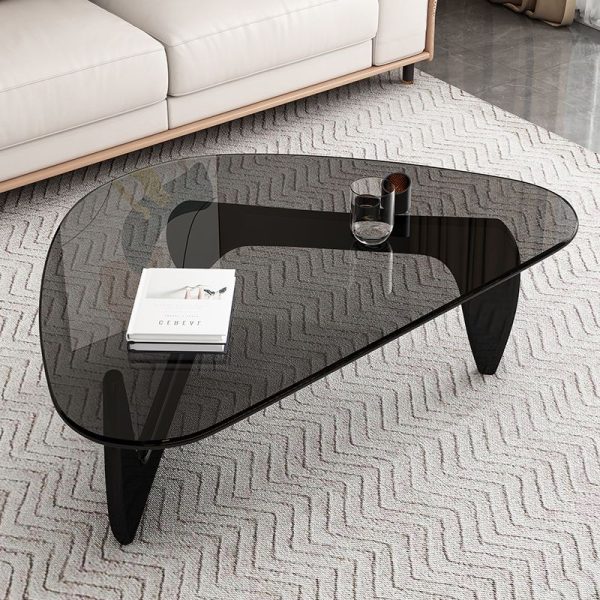 Modern Simplicity Triangle Solid Wood Glass Coffee Table 1 - Tier For Living Room - Image 2