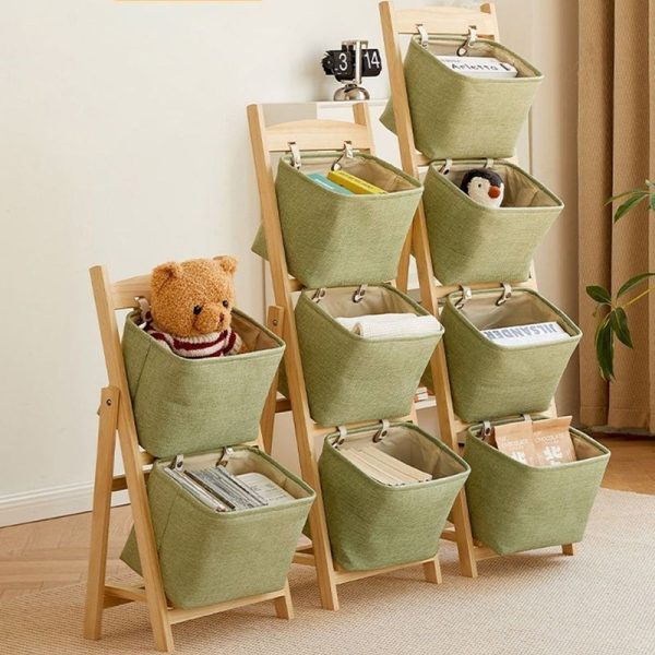 Modern Simplicity Square Fabric Box Solid Wood 2/3/4 - Storage Side Table For Living Room - Image 3