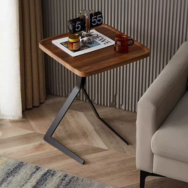 Contemporary Nordic Square Geometry Density Board Iron 1 - Tier Side Table For Living Room - Image 2