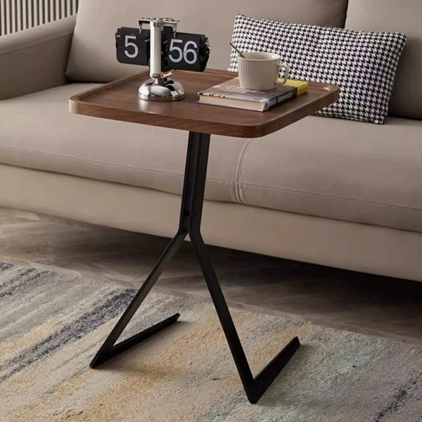Contemporary Nordic Square Geometry Density Board Iron 1 - Tier Side Table For Living Room - Image 3