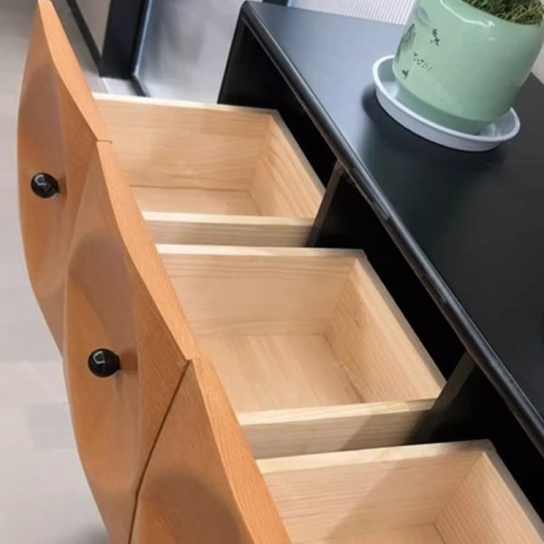 Contemporary Retro Square Cube Solid Wood Multilayer Board Oak Pine Console Table 9 - Drawer For Living Room - Image 6