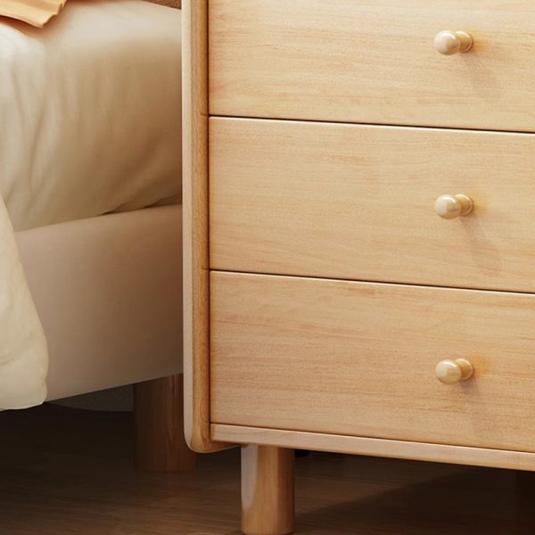 Contemporary Simplicity Square Cube Curved Rubber Wood Solid Wood Nightstand 2/3 - Drawer Side Table For Living Room - Image 9
