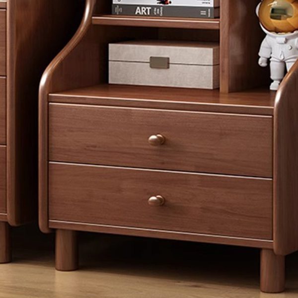 Contemporary Simplicity Square Cube Curved Rubber Wood Solid Wood Nightstand 2/3 - Drawer Side Table For Living Room - Image 8
