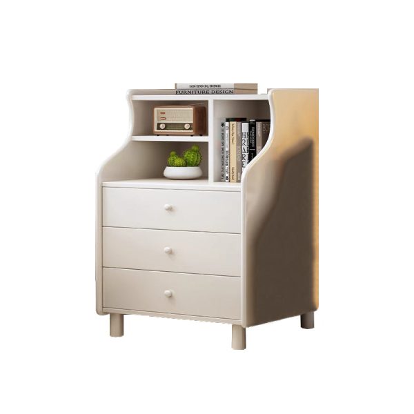 Contemporary Simplicity Square Cube Curved Rubber Wood Solid Wood Nightstand 2/3 - Drawer Side Table For Living Room - Image 22