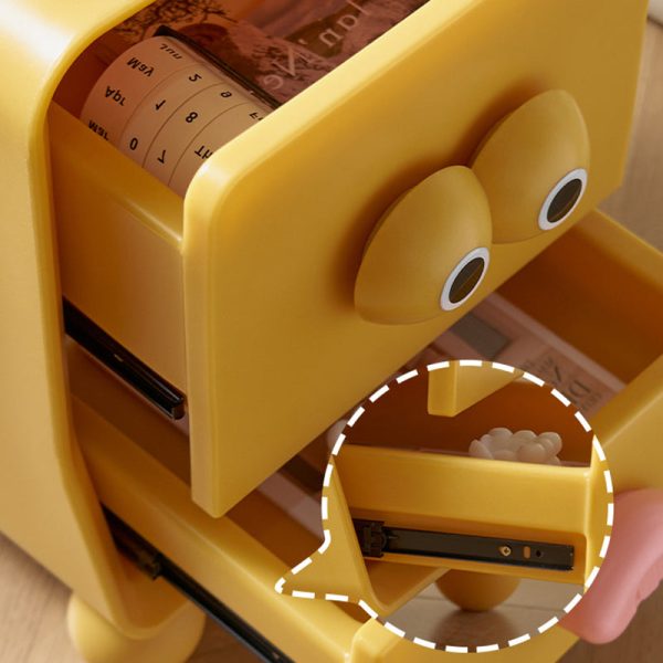 Contemporary Creative Square Cube Big Eyes ABS Hardware Nightstand 2 - Drawer For Bedroom - Image 5