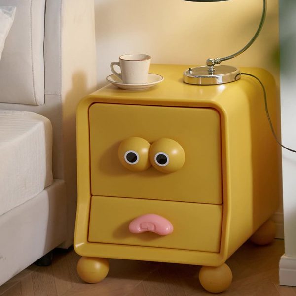 Contemporary Creative Square Cube Big Eyes ABS Hardware Nightstand 2 - Drawer For Bedroom - Image 13