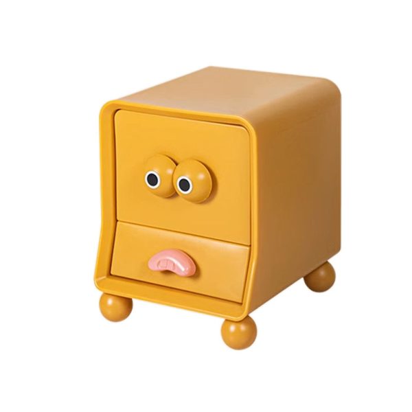 Contemporary Creative Square Cube Big Eyes ABS Hardware Nightstand 2 - Drawer For Bedroom - Image 20