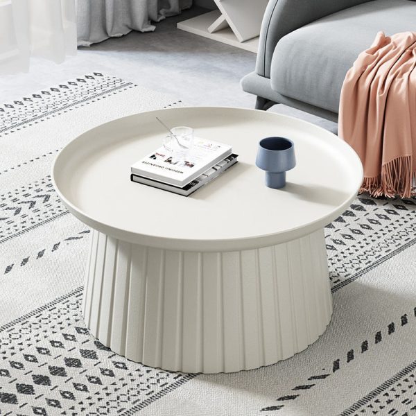 Modern Minimalist Round Tray Cylinder Plastic Coffee Table For Living Room - Image 19