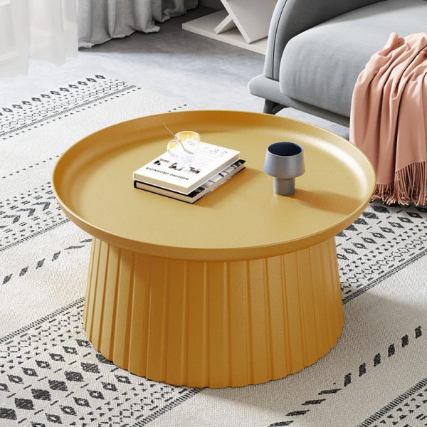 Modern Minimalist Round Tray Cylinder Plastic Coffee Table For Living Room - Image 20