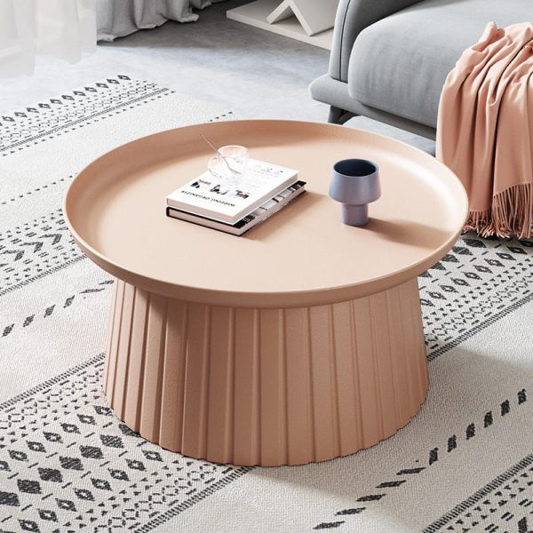 Modern Minimalist Round Tray Cylinder Plastic Coffee Table For Living Room - Image 21