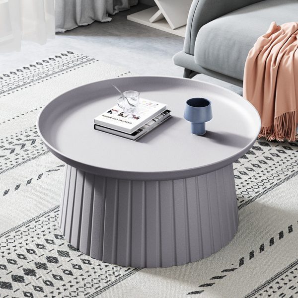 Modern Minimalist Round Tray Cylinder Plastic Coffee Table For Living Room - Image 22