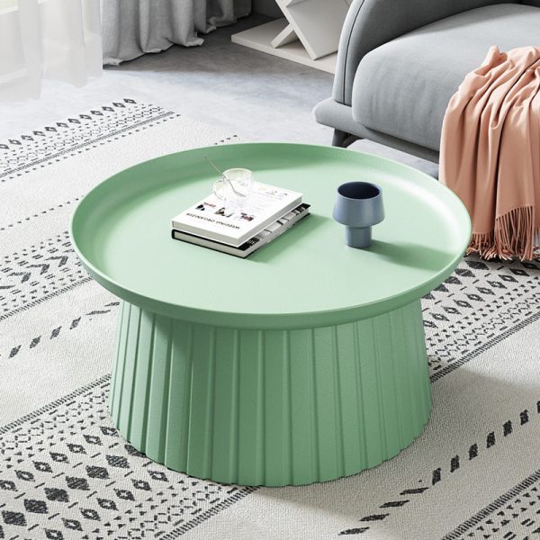 Modern Minimalist Round Tray Cylinder Plastic Coffee Table For Living Room - Image 23