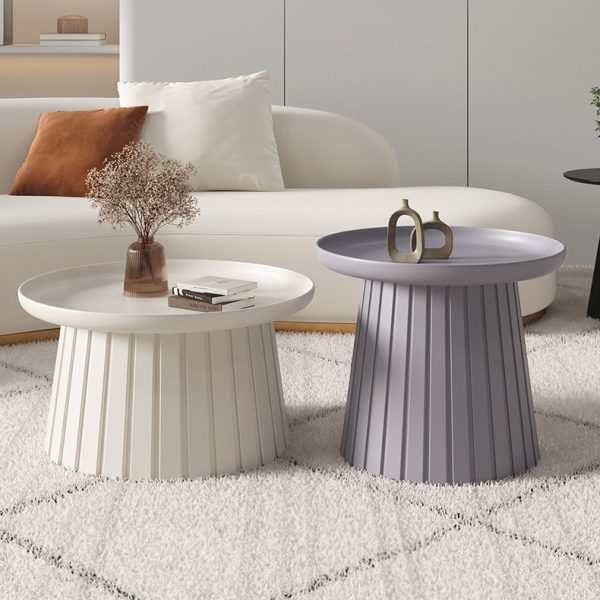 Modern Minimalist Round Tray Cylinder Plastic Coffee Table For Living Room - Image 24