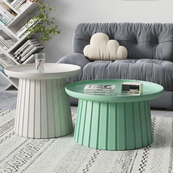 Modern Minimalist Round Tray Cylinder Plastic Coffee Table For Living Room - Image 26